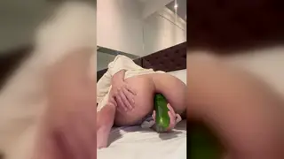 Curvy Latina MILF Gapes Ass With Cucumber in Lesbian Play