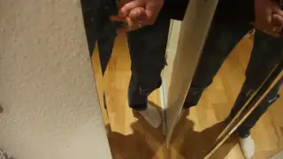 Muscular Black Stud Strokes to Release in Front of Mirror
