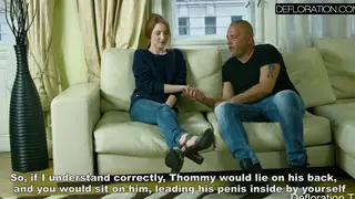 Fiery Redhead Petite Teases with Hands and Mouth