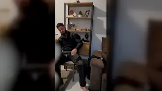 Muscular Latino Daddy Prepares in Full Military Uniform