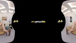 Blonde Licks Own Piss Off Table in VR POV