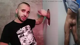 Latino Guy Takes a Gloryhole Blowjob in Madrid