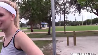 Blonde and Brunette Teens Learn Pussy-Licking from Their Coach