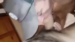 Hairy Bear Gives a Blowjob Before Bareback Action