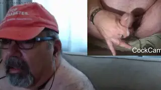 Hairy Mature Bear Strokes Thick Cock Live On Webcam