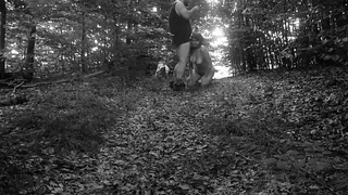 Collared Sub Crawls Through Woods on a Leash for Her Mistress