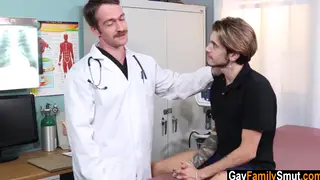 Doctor Examines Twink Patient Before Bareback Desk Sex