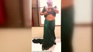 Indian Wife Bares Curves in Sheer Saree Solo Tease