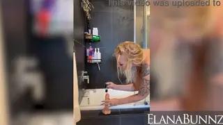 Blonde MILF Rides Dildo in Shower for Intense Orgasm