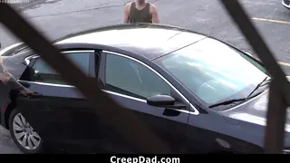 Muscle Stepdad Barebacks Twink Stepson in Car