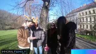 Redhead Takes Two Cocks in Lingerie Threesome