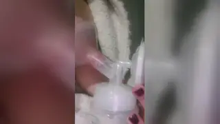 Pregnant Latina MILF Strokes Cock While Lactating