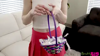 Blonde Petite Step-Sister Gives POV Blowjob for Easter
