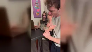 Office Pair Explore Foot Play at the Desk