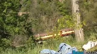 Latino Twinks Covered in Cum After Outdoor Orgy