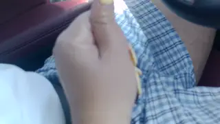 MILF Delivers Oiled Handjob in Car POV Until Cumshot