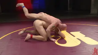 Bondage Wrestling Match Ends in Dominant Blowjob