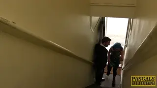 Petite European Takes Rough Blowjob From Tattooed Dom