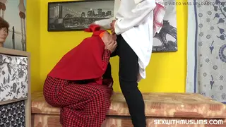 Redhead in Niqab Rides and Takes It From Behind