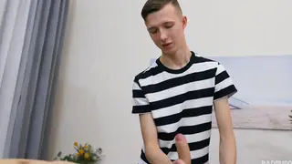 Massage Table Handjob Unwraps an Uncut Cock