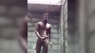 Kitchen Handjob Ends with a BBC Unloading on a Dark Hand