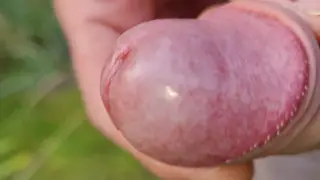 European Guy Jerks a Massive Load Outdoors in POV