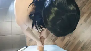 European Girlfriend Rides Cock and Dildo Together for Anal Orgasm