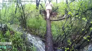 Curvy European BBW MILF Poses Naked in Forest Setting