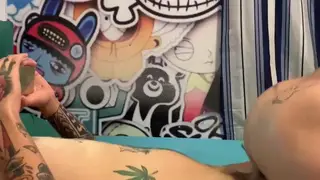 Tattooed Twink Works His Cock in POV Close-Up