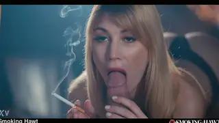 Blonde Smoker Spits on Cock Before POV Facial