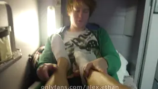 European Twink Gets Footjob and Handjob on a Train