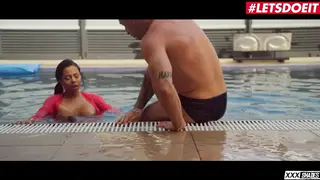 Busty Latina Enjoys Poolside Passion With the Gardener