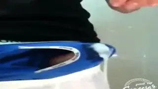 Muscular Jock Fills His Underwear With a Thick Load
