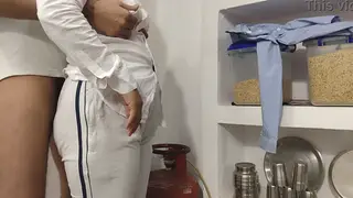 Indian Babe Rides Hard in Kitchen Quickie