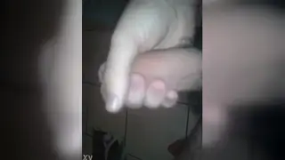 Amateur Strokes Quickly in a Bathroom Handjob