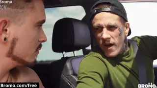 Tattooed Punks Bareback in a Truck with Bondage