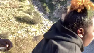 Curvy Ebony Babe Caught Fucking Outdoors on a Hike