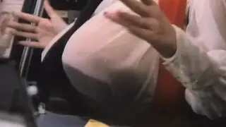 Vintage Beauty Flaunts Her Giant Natural Breasts While Working