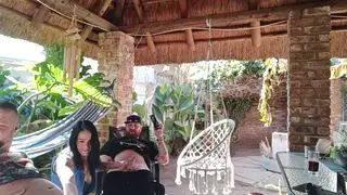 Wife Pleasures Husband's Friends Outdoors