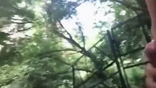 European Woman Gives Handjob Outdoors for First Time