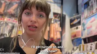 Petite Blonde Asian Takes Creampie in Public Sex Shop