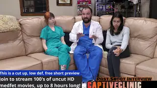 Tattooed Woman in Latex Lingerie Gives Handjob in Hospital Setting