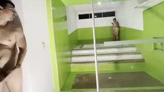 Curvy Latina Neighbor Sucks Cock in Jacuzzi Then Showers