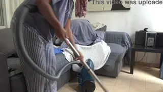 Arab Maid in Uniform Rims Stranger While Husband Watches