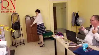 Secretary Seduces Boss on Office Desk After Yoga Session