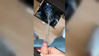 Muscular European Jerks Off and Pisses Outdoors