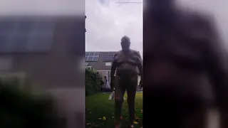 European Mature Man Strokes Uncut Cock Outdoors
