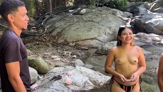 Two Latina Women Share Strangers' Cocks Outdoors and Swallow
