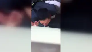 Guy Takes a Deep Blowjob in a Bathroom Stall