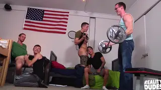 Hairy Bear and Muscular Teen Share First Blowjob